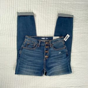 NWT Old Navy Boyfriend Jeans Distressed Medium Wash Adjustable Womens Size 16